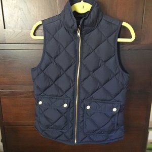 J. Crew Excursion Quilted Down Vest Navy Blue XS